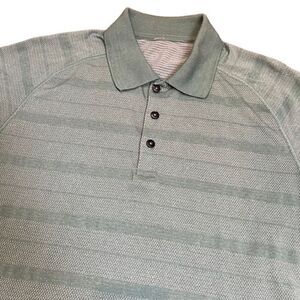 Lululemon Metal‎ Vent Tech Polo 2.0 Wave Fade Rosemary Green Stripe Size Medium